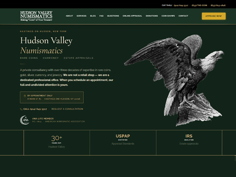 Hudson Valley Numismatics website
